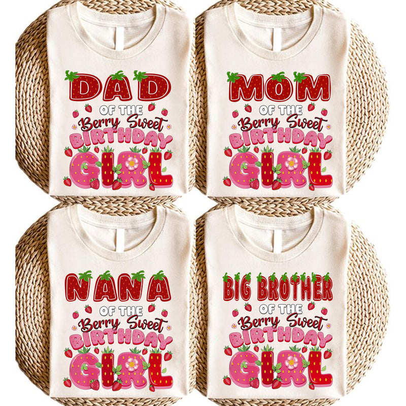 Erdbeer-Geburtstagsshirt „Berry Sweet Birthday Girl“ für die Familie