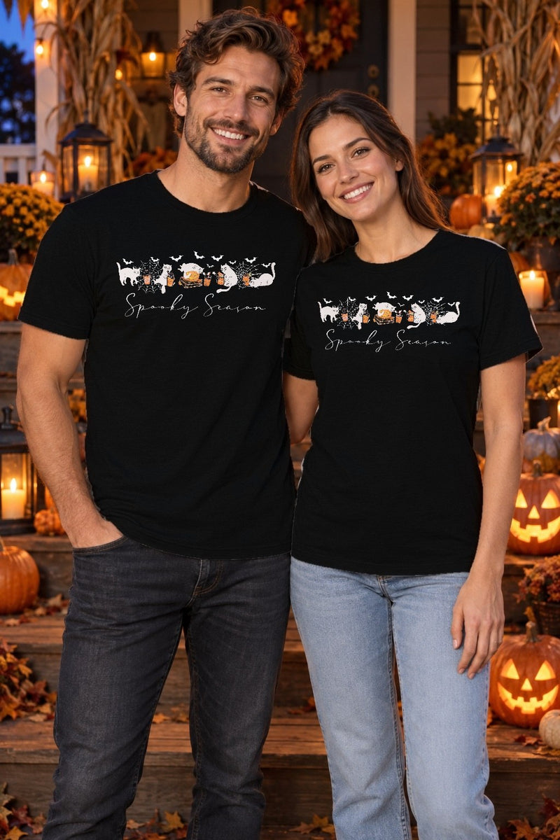 Halloween Pullover „Spooky Season“ mit schwarzen Katzen