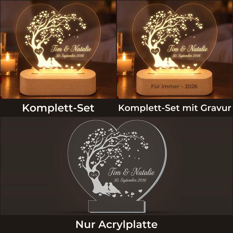 LED Herz Lampe mit Namen und Datum