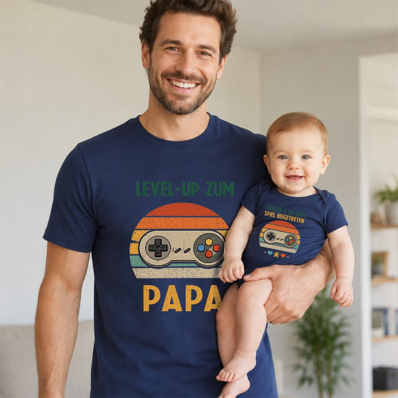 Papa Gamer T-Shirt „Level-up zum Papa“