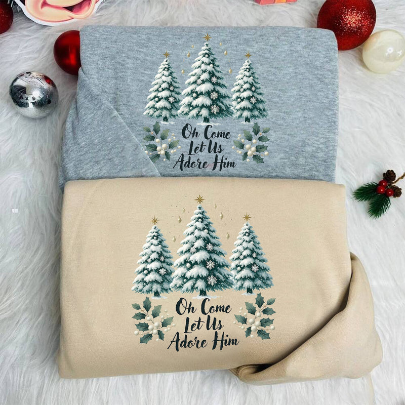 Christlicher Weihnachtspullover „Oh Come Let Us Adore Him“ – Sweatshirt mit …