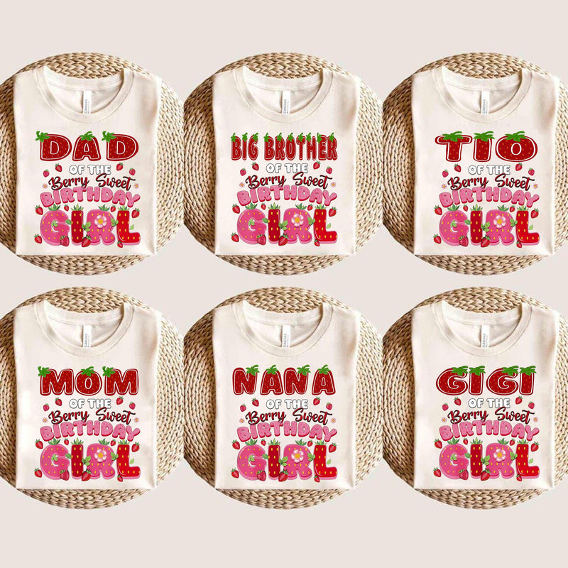 Erdbeer-Geburtstagsshirt „Berry Sweet Birthday Girl“ für die Familie