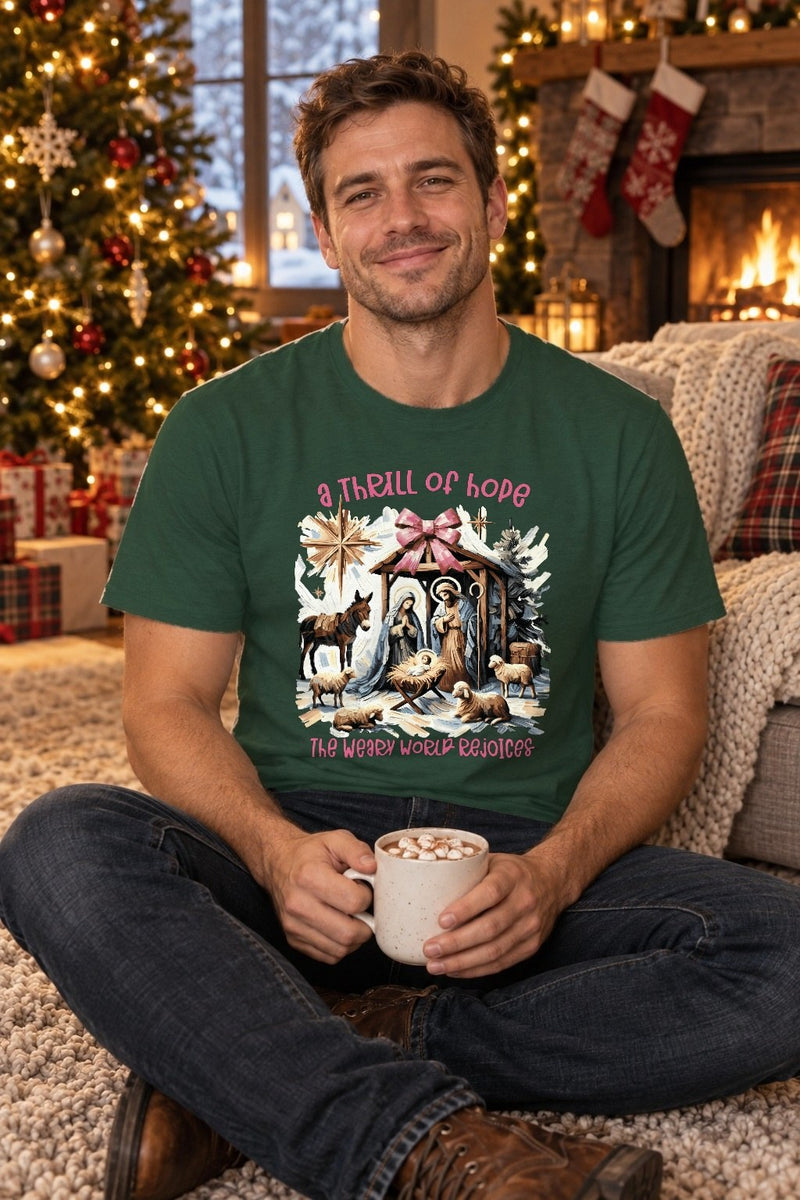 Christlicher Weihnachtspullover „A thrill of hope, the weary world rejoices“