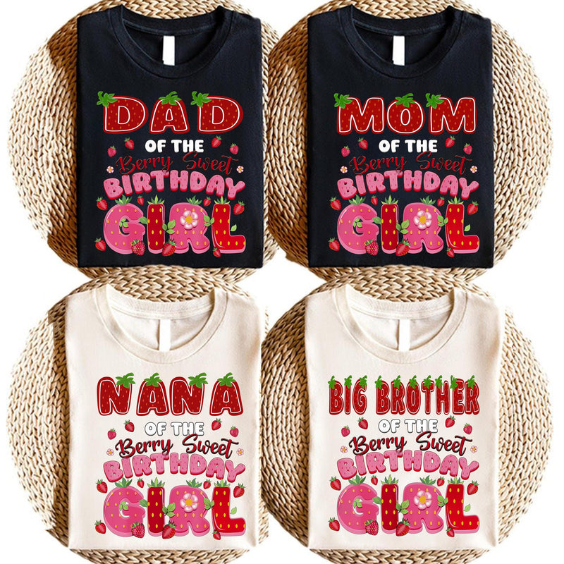 Erdbeer-Geburtstagsshirt „Berry Sweet Birthday Girl“ für die Familie