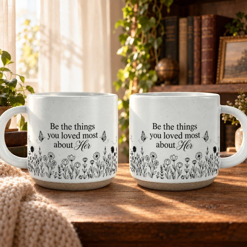 Erinnerungstasse „Be the things you loved most about her“