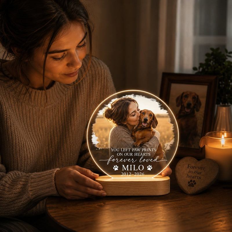 Personalisiertes Gedenklicht mit Foto und Namen deines Hundes