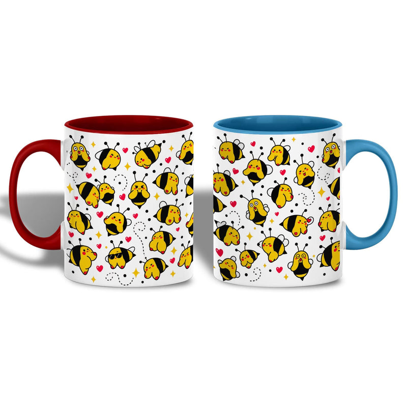 Lustige Bienen-Tasse „Boobees“ mit frechen Cartoon-Bienen und Herzen