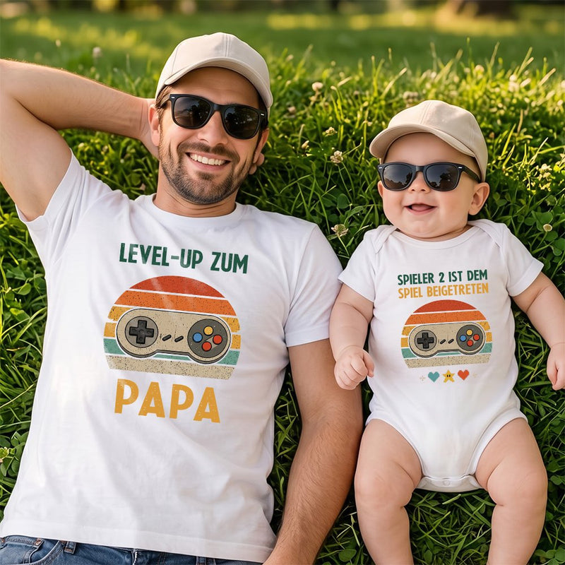 Papa Gamer T-Shirt „Level-up zum Papa“