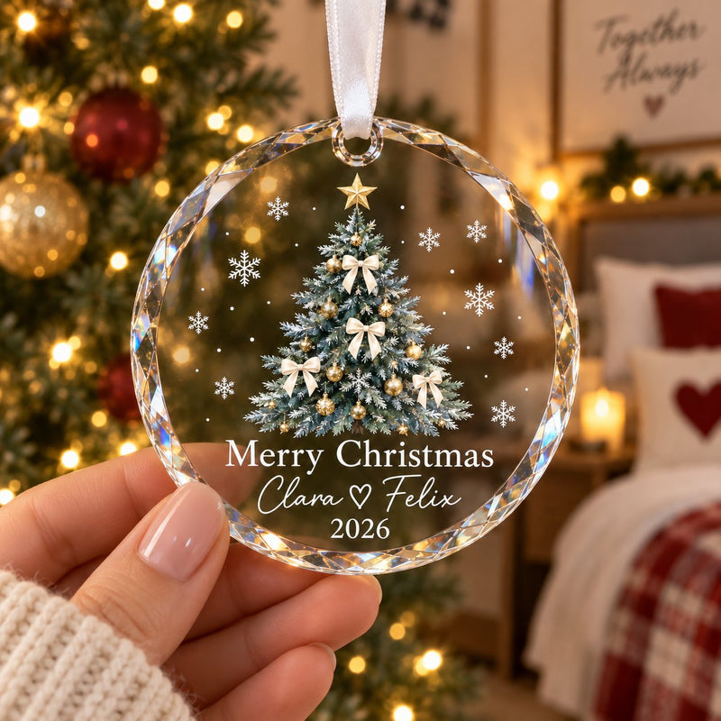 Weihnachtsanhänger mit Namen aus Glas