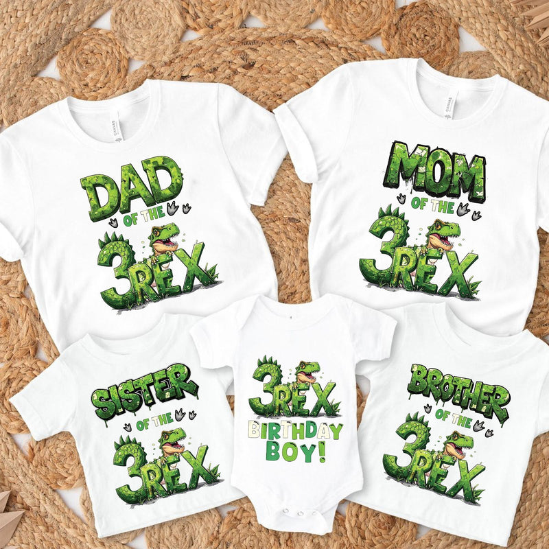 Dino Familien Geburtstagsshirt „of the 3 Rex“ mit Alter nach Wahl