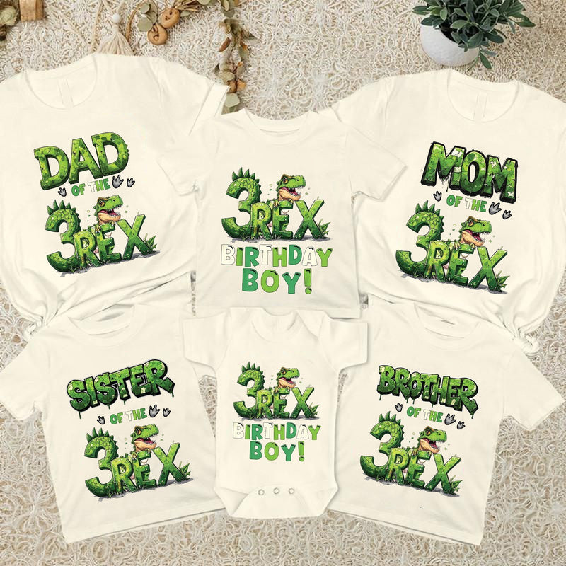 Dino Familien Geburtstagsshirt „of the 3 Rex“ mit Alter nach Wahl