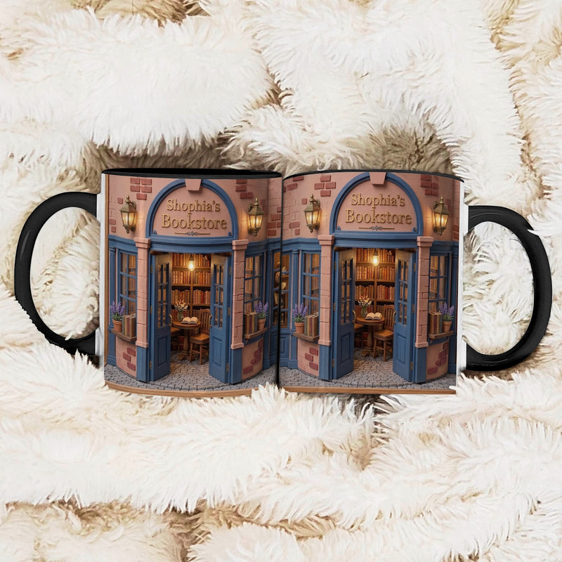 Personalisierte Buchladen Tasse mit Namen „Bookstore“