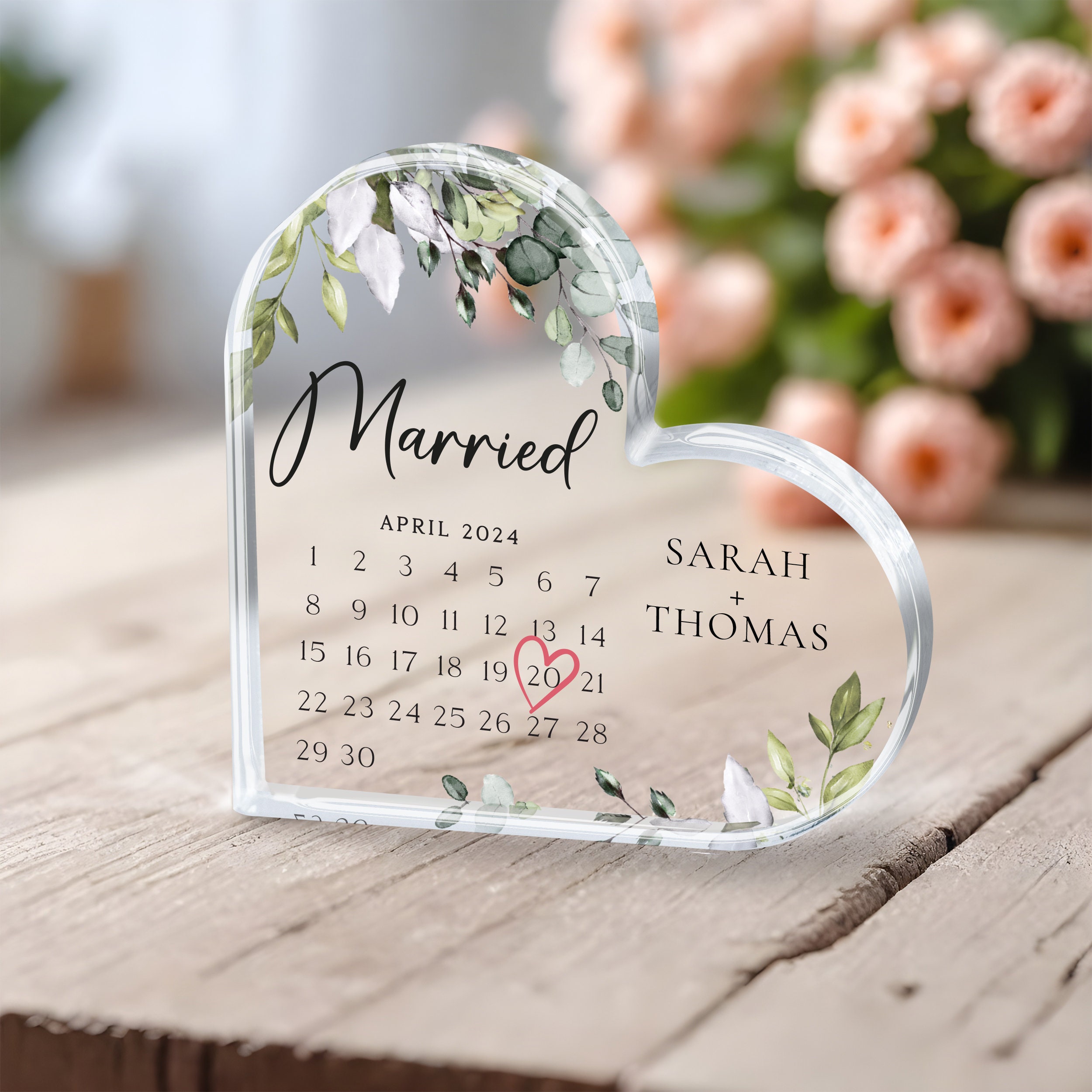 Hochzeits-Plakette »Married« (Acryl)