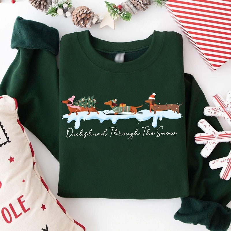 Dackel Weihnachtspullover „Dachshund Through The Snow“