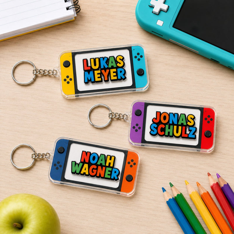 Schlüsselanhänger mit Namen im Gaming-Look