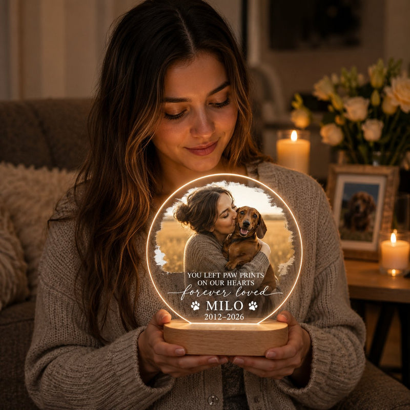 Personalisiertes Gedenklicht mit Foto und Namen deines Hundes