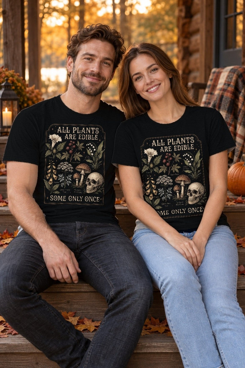Botanik-Shirt „All Plants Are Edible – Some Only Once“