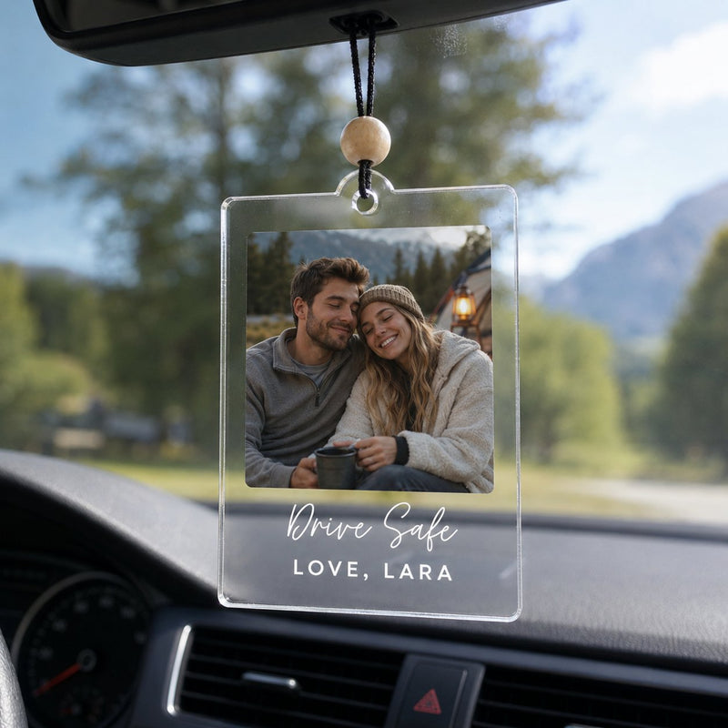 Autoanhänger mit Foto personalisiert „Drive Safe“