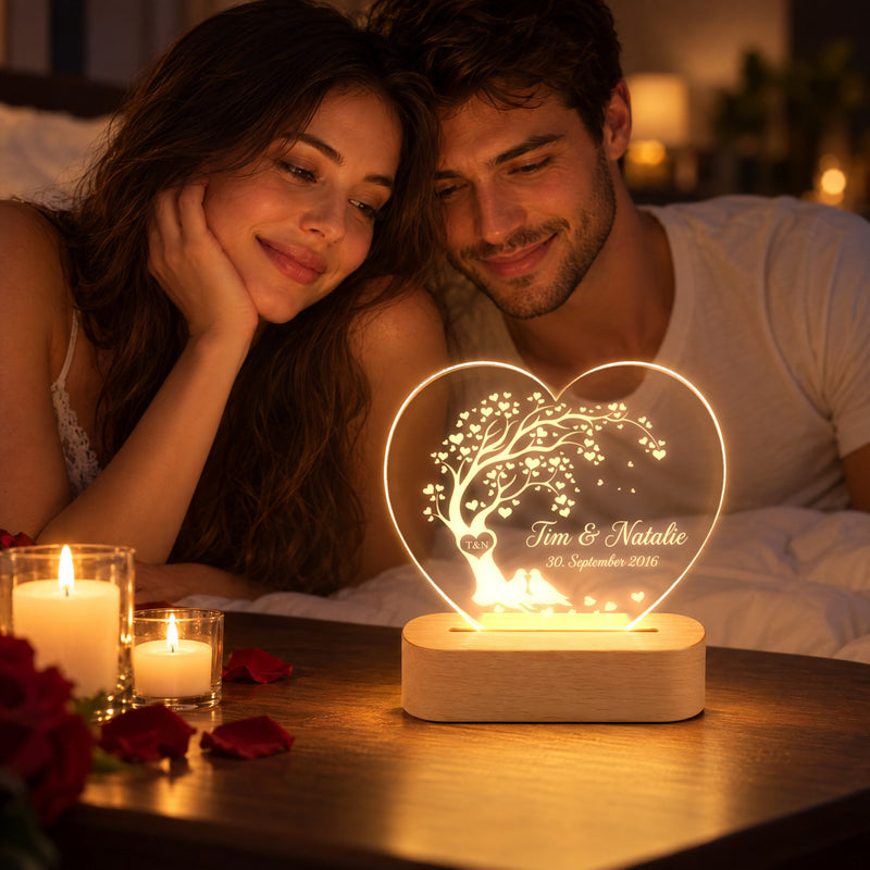 LED Herz Lampe mit Namen und Datum