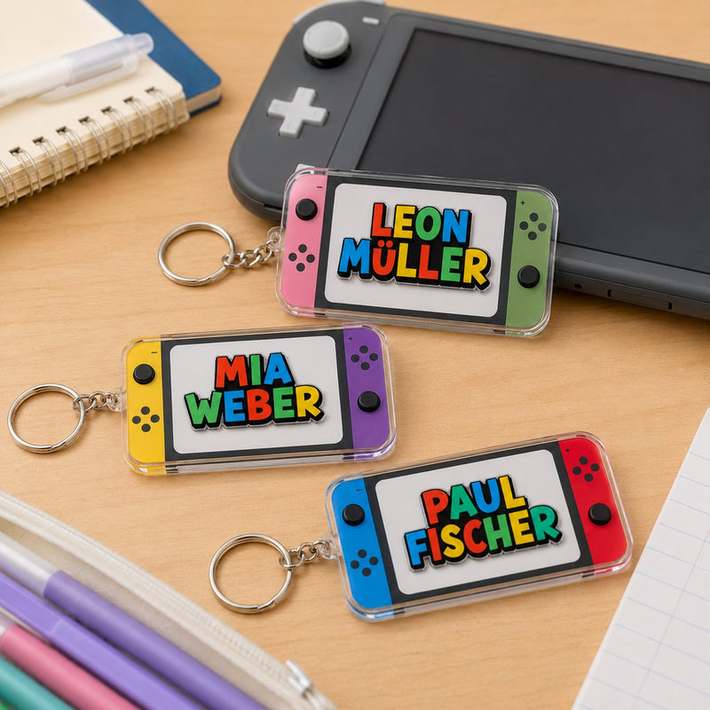 Schlüsselanhänger mit Namen im Gaming-Look
