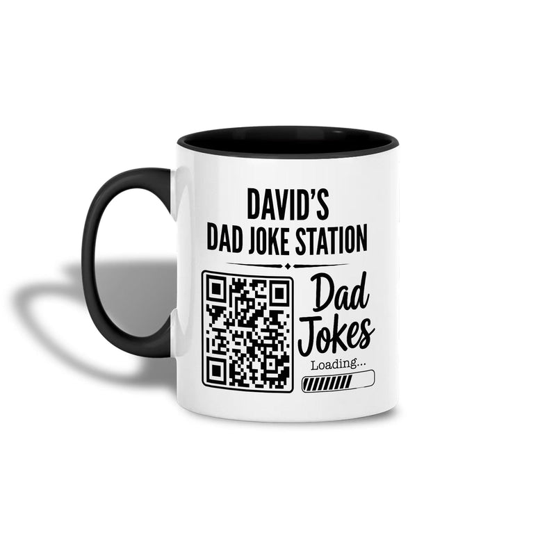 Personalisierte Papa-Witze Tasse mit Namen und QR-Code „Dad Joke Station“