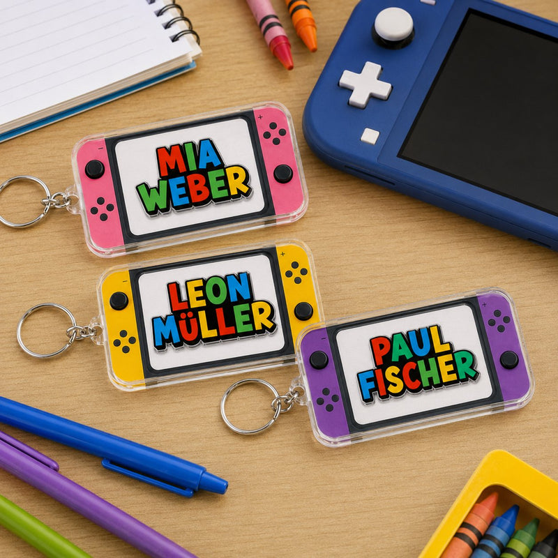 Schlüsselanhänger mit Namen im Gaming-Look