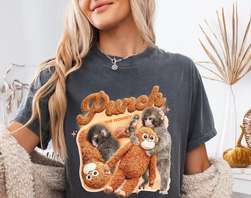 Affen-Shirt „Punch the Monkey“ mit Babyaffe und Plüsch-Orang-Utan