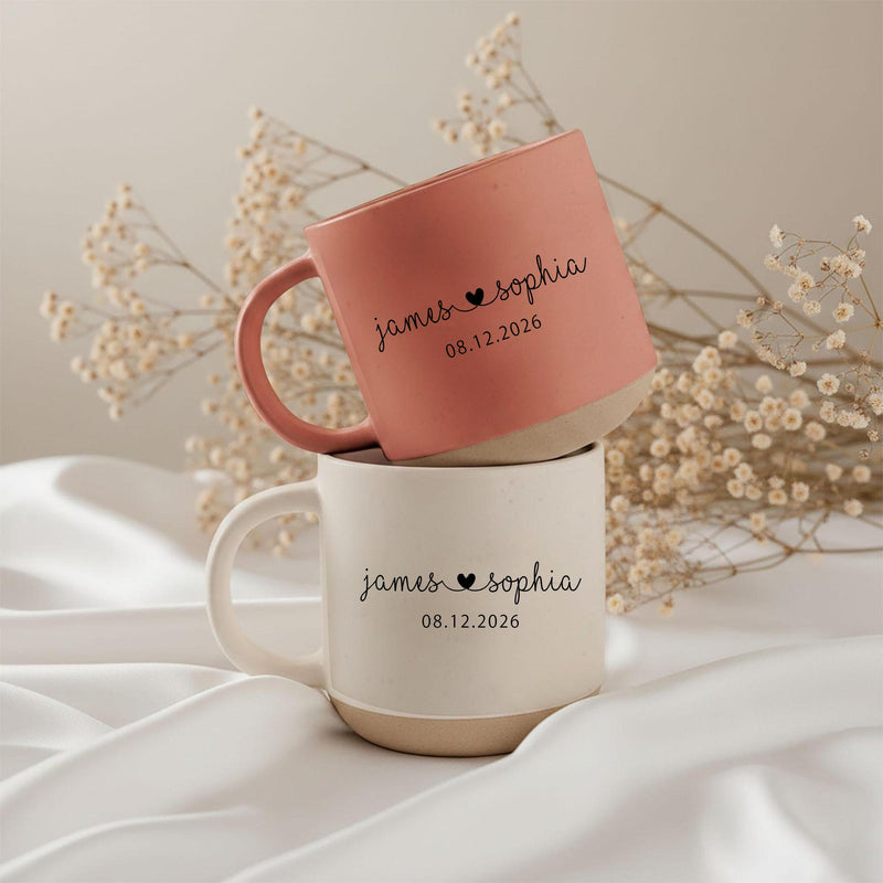 Personalisierte Pärchen-Tasse mit Namen und Datum
