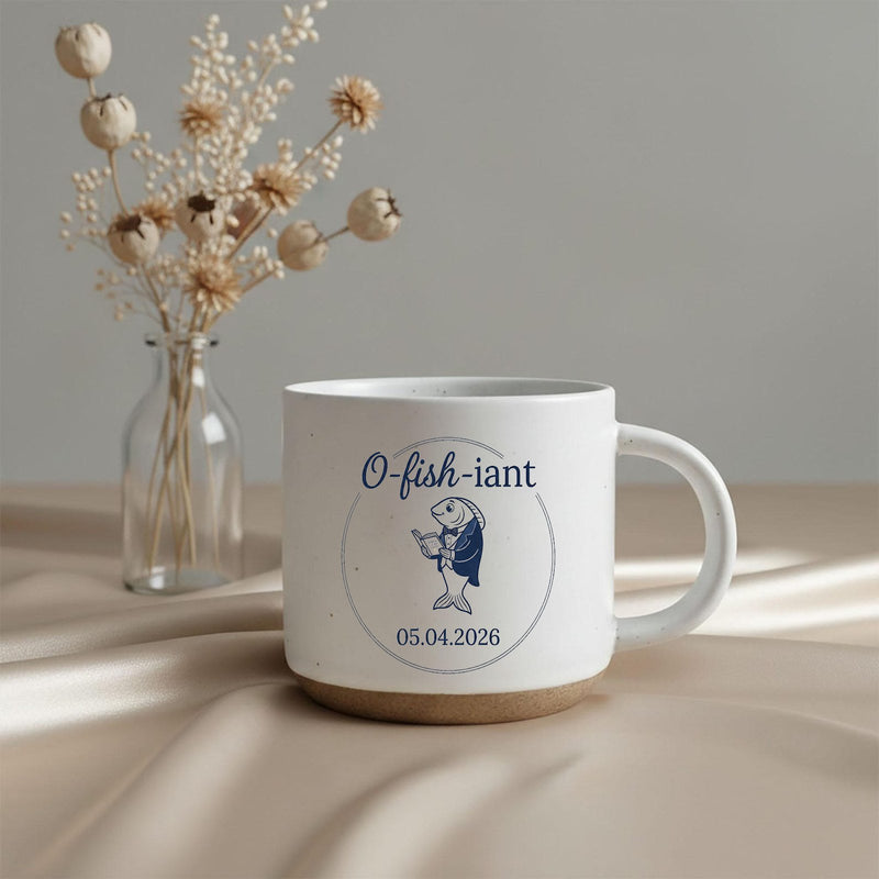 Trauredner Tasse „O-fish-iant“ personalisiert mit Datum
