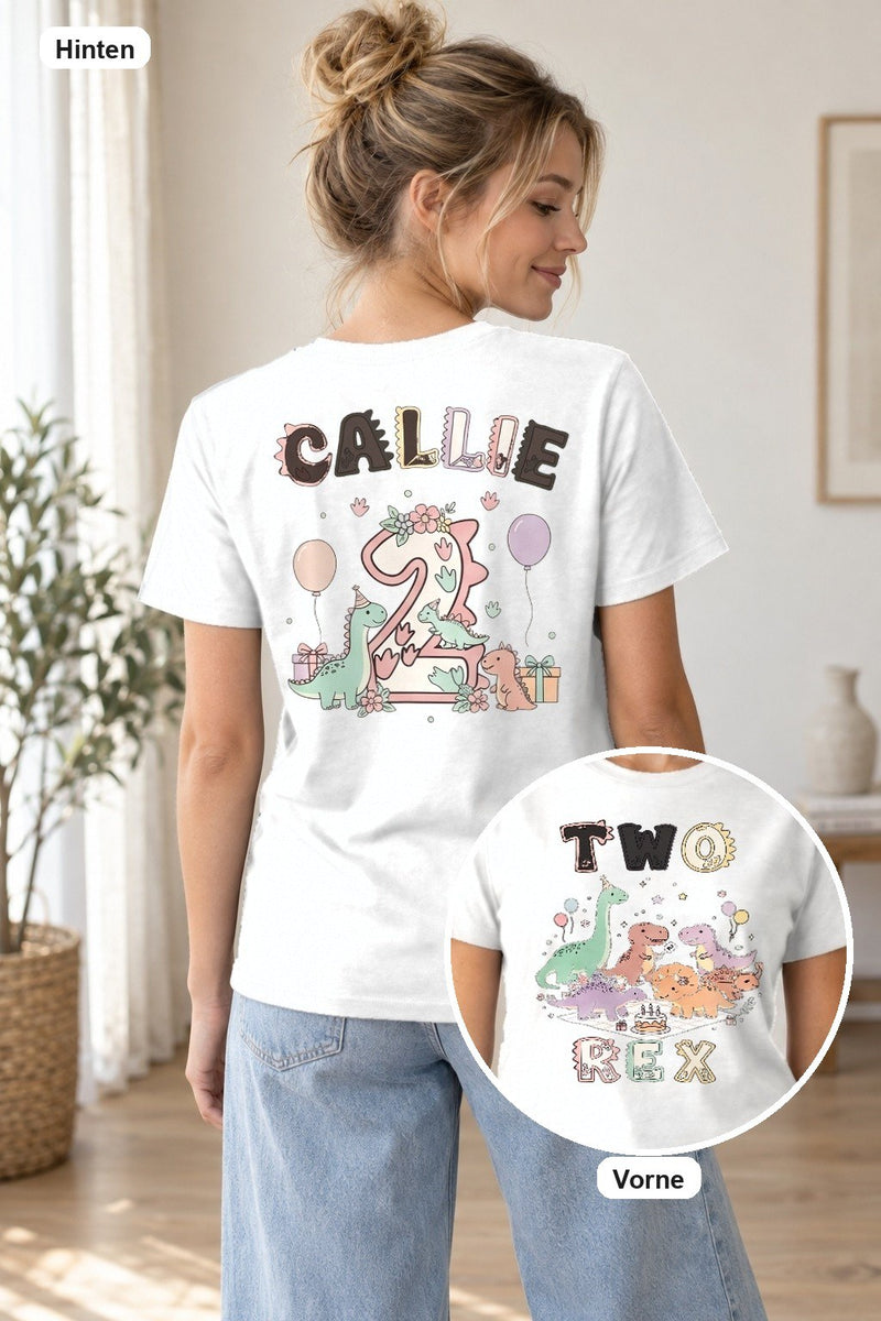 Dino Geburtstags T-Shirt Familie „Dadasaurus, Mamasaurus, Two Rex“