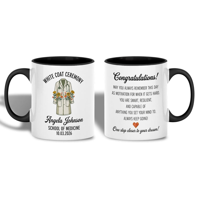 Personalisierte Tasse „White Coat Ceremony“ mit Namen