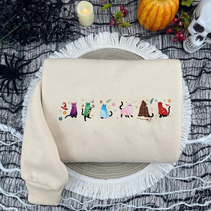 Halloween Pullover Katze im Kostüm