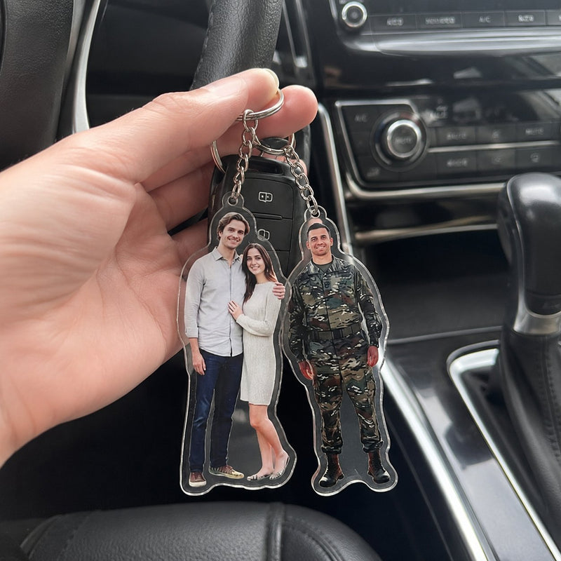 Foto-Schlüsselanhänger + Autoanhänger „Drive Safe“ mit Namen