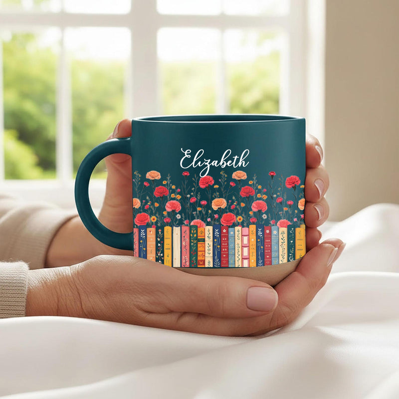 Tasse für Leseratten mit Namen und Geburtsblume