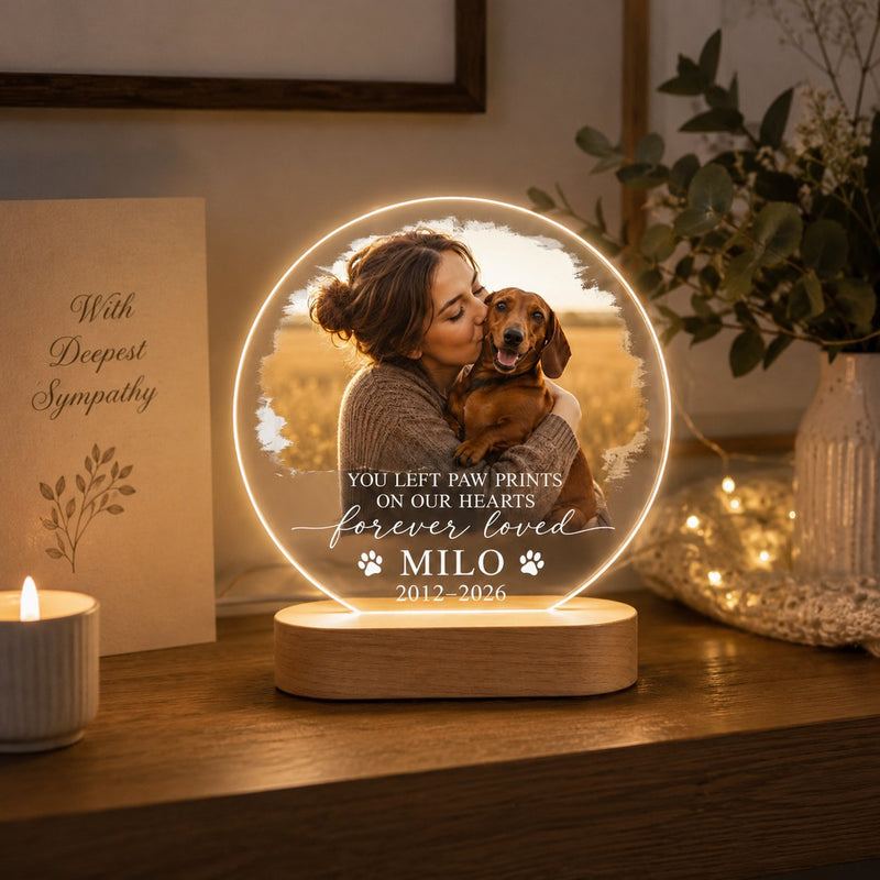 Personalisiertes Gedenklicht mit Foto und Namen deines Hundes