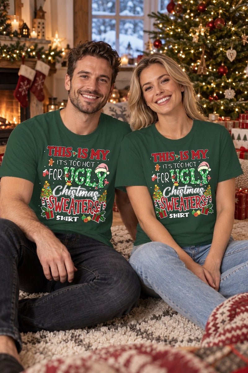 Lustiger Weihnachtspullover „This is my it's too hot for ugly Christmas …“