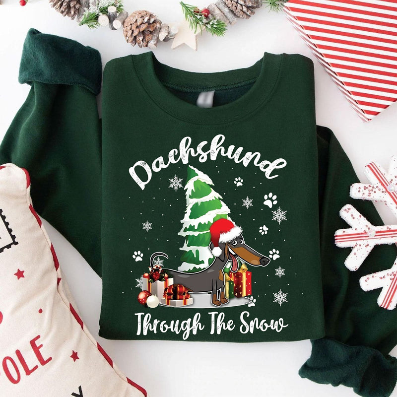 Dackel Weihnachtspullover „Dachshund Through the Snow“ – Dackel mit …