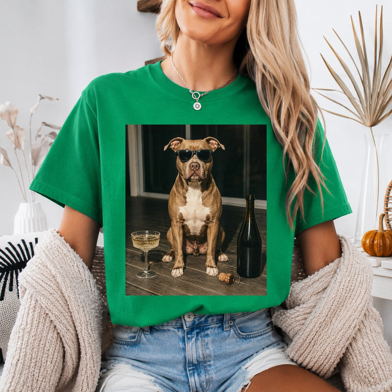 Hunde T-Shirt Pitbull mit Sonnenbrille