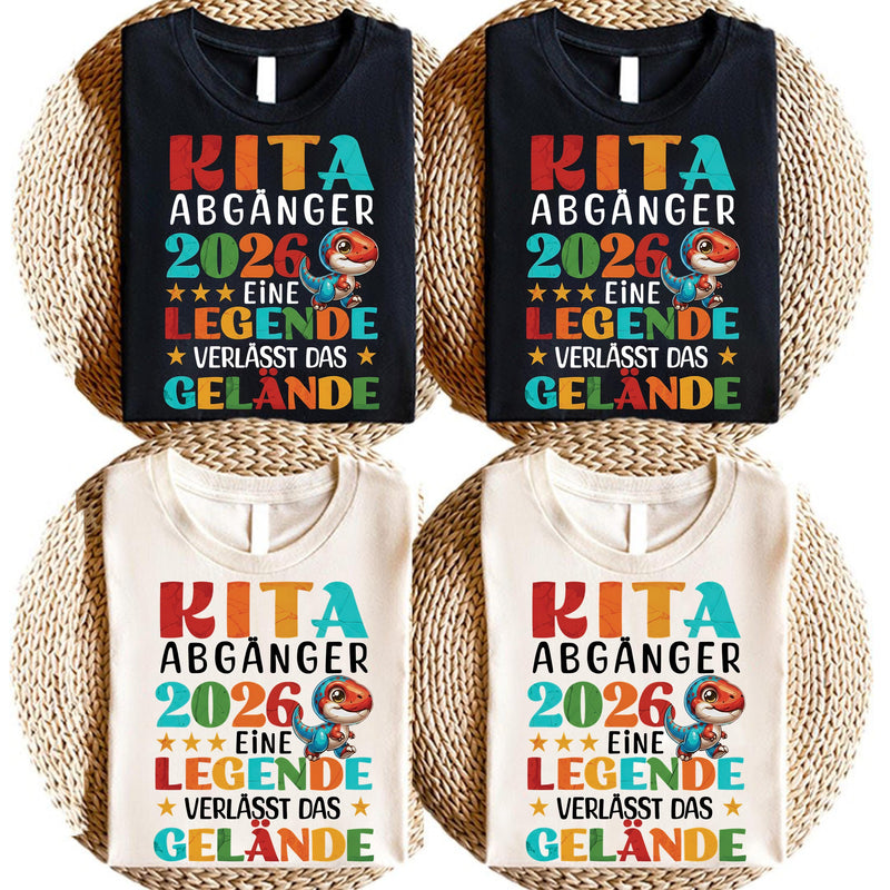 Kita-Abgänger-Shirt 2026 mit Dino „Eine Legende verlässt das Gelände“