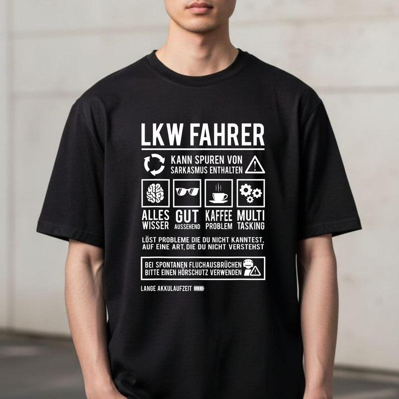 LKW Fahrer T-Shirt im Pflegeetikett-Stil