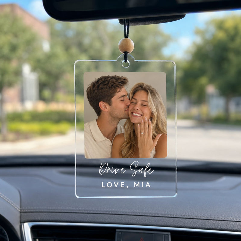 Autoanhänger mit Foto personalisiert „Drive Safe“