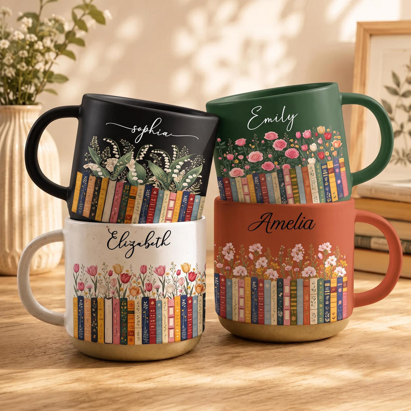 Tasse für Leseratten mit Namen und Geburtsblume