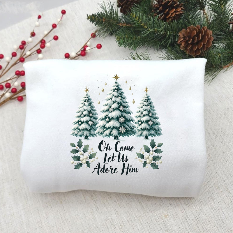 Christlicher Weihnachtspullover „Oh Come Let Us Adore Him“ – Sweatshirt mit …