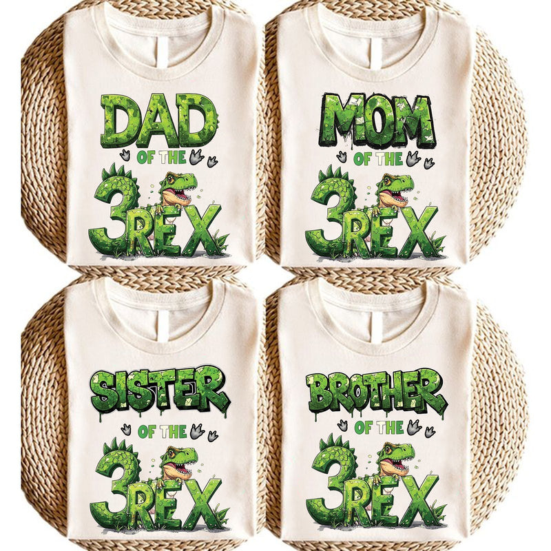 Dino Familien Geburtstagsshirt „of the 3 Rex“ mit Alter nach Wahl