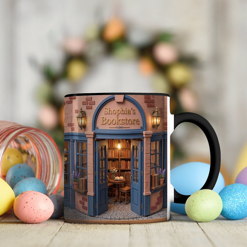 Personalisierte Buchladen Tasse mit Namen „Bookstore“