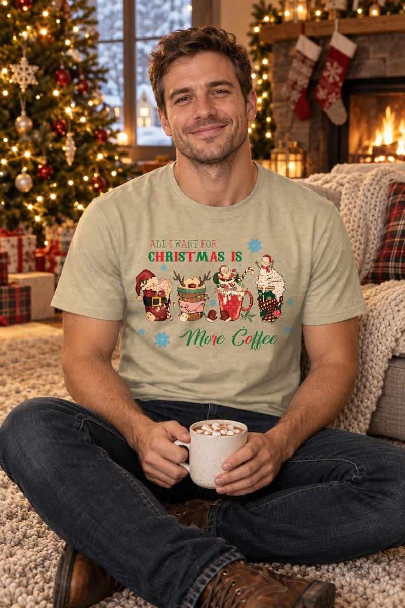 Kaffee-Weihnachtspullover „All I want for Christmas is more Coffee“