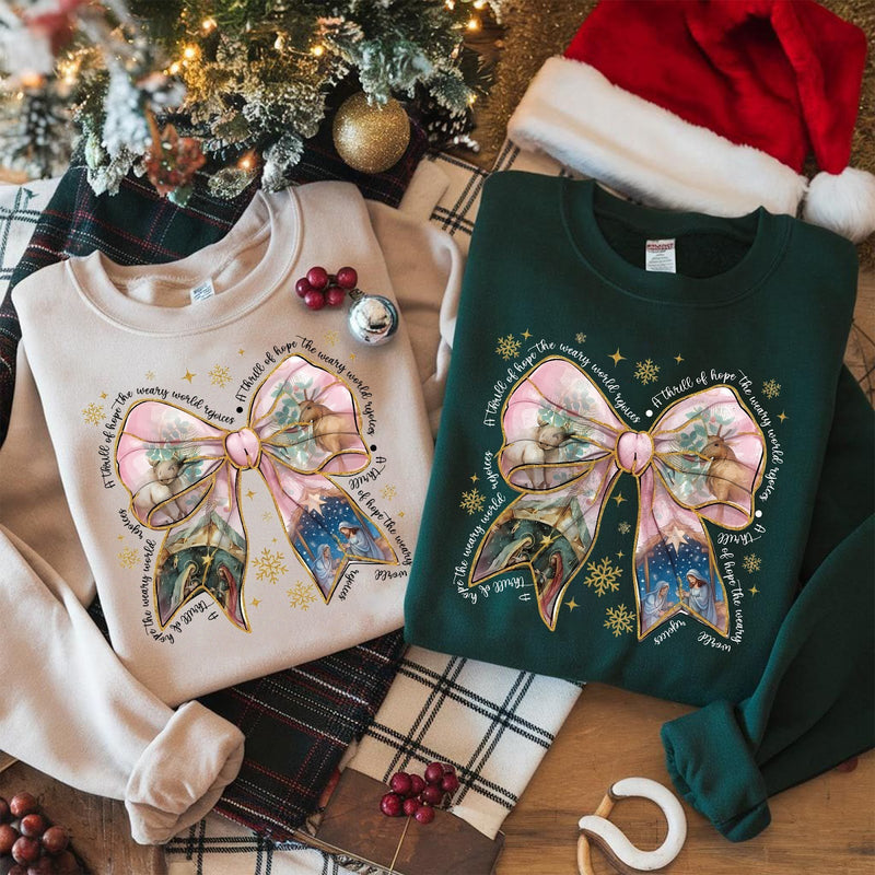 Christlicher Weihnachtspullover „A Thrill of Hope, the Weary World Rejoices“