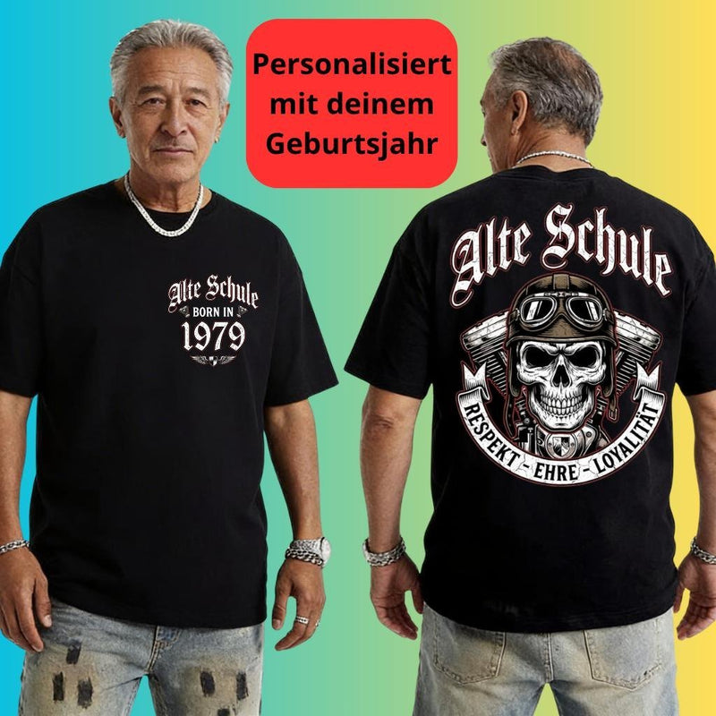 Biker T-Shirt „Alte Schule“ mit Geburtsjahr