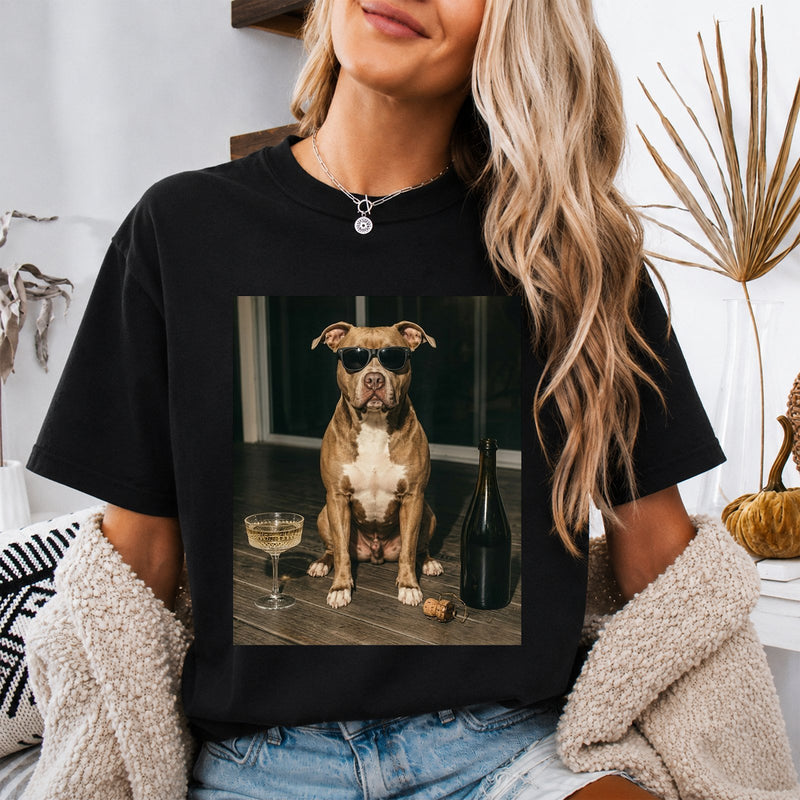 Hunde T-Shirt Pitbull mit Sonnenbrille