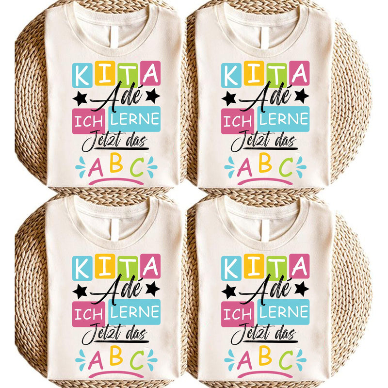 Einschulungs-Shirt „Kita Adé – Ich lerne jetzt das ABC“